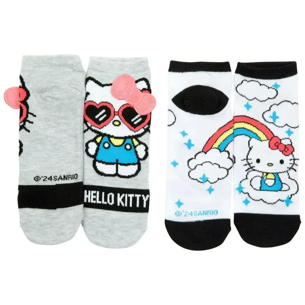 Hello Kitty Rainbows and Shades Women's No Show Socks 2-Pack Sock Size 9-11 New